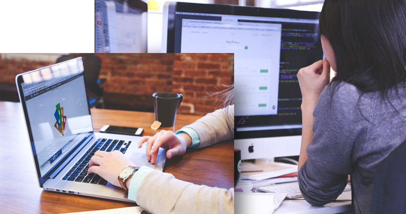 People working with a laptop image